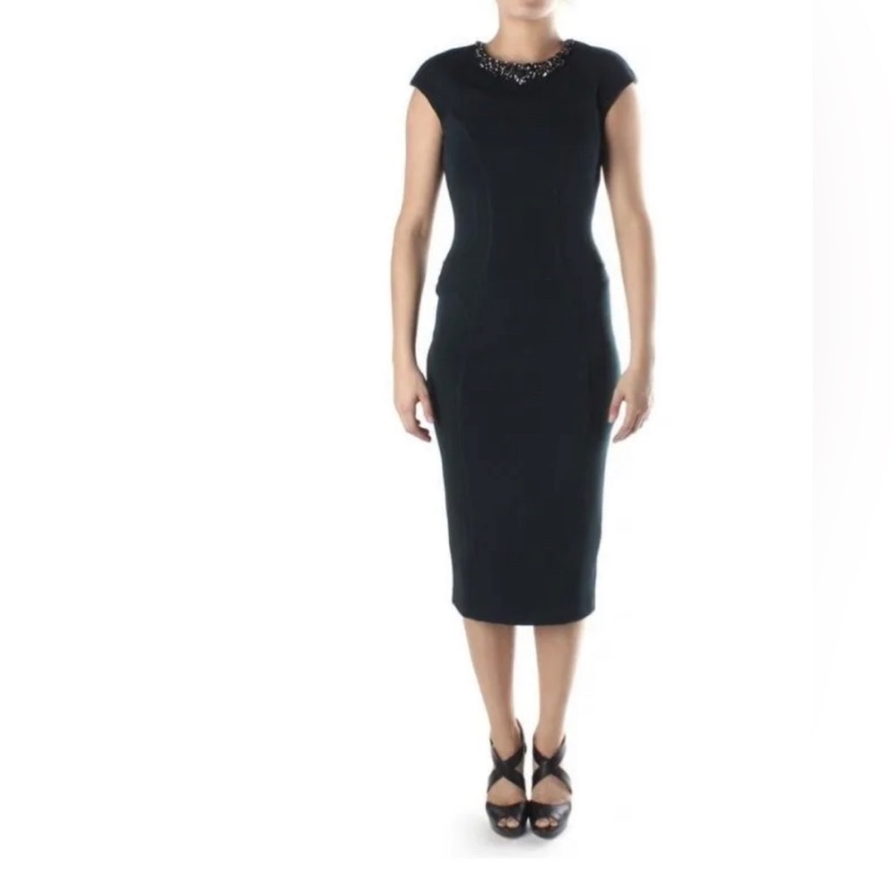 TED BAKER DARDEE EMBELLISHED BLACK BODYCON DRESS 1 / US 4